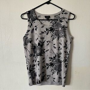 Talbots Gray Floral Women's 100% Merino Tank Top